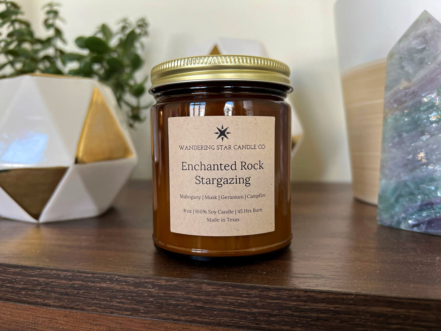 Enchanted Rock Stargazing | Mahogany Teakwood Campfire Musk Candle | Amber Jar Candle | Texas Gifts | Camping Hiking Gifts | Made in Texas