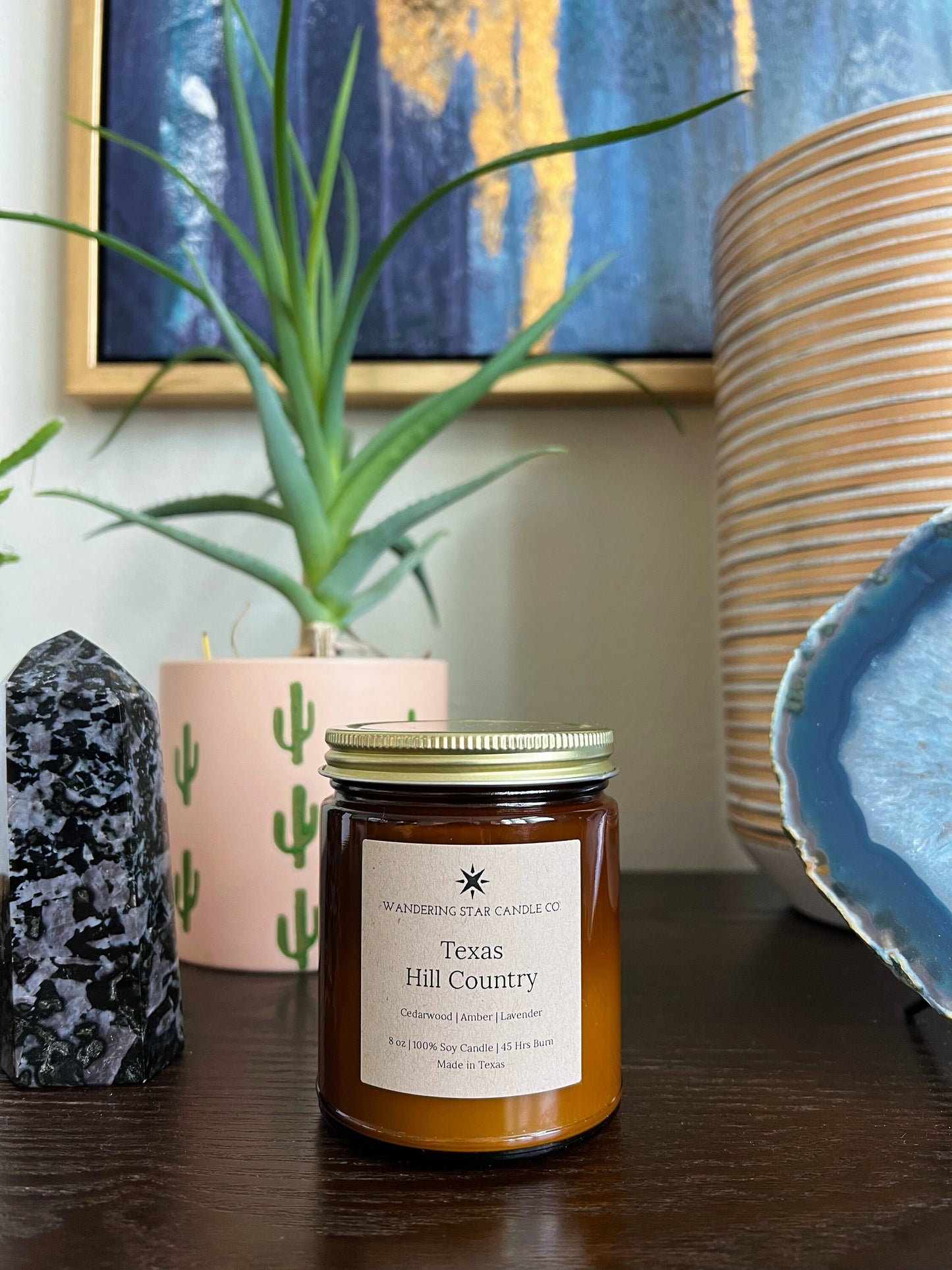 Texas Hill Country | Cedar Candle | Lavender Candle | Amber Jar Soy Candle | Texas Gifts | Made In Texas | Rustic Farmhouse Decor