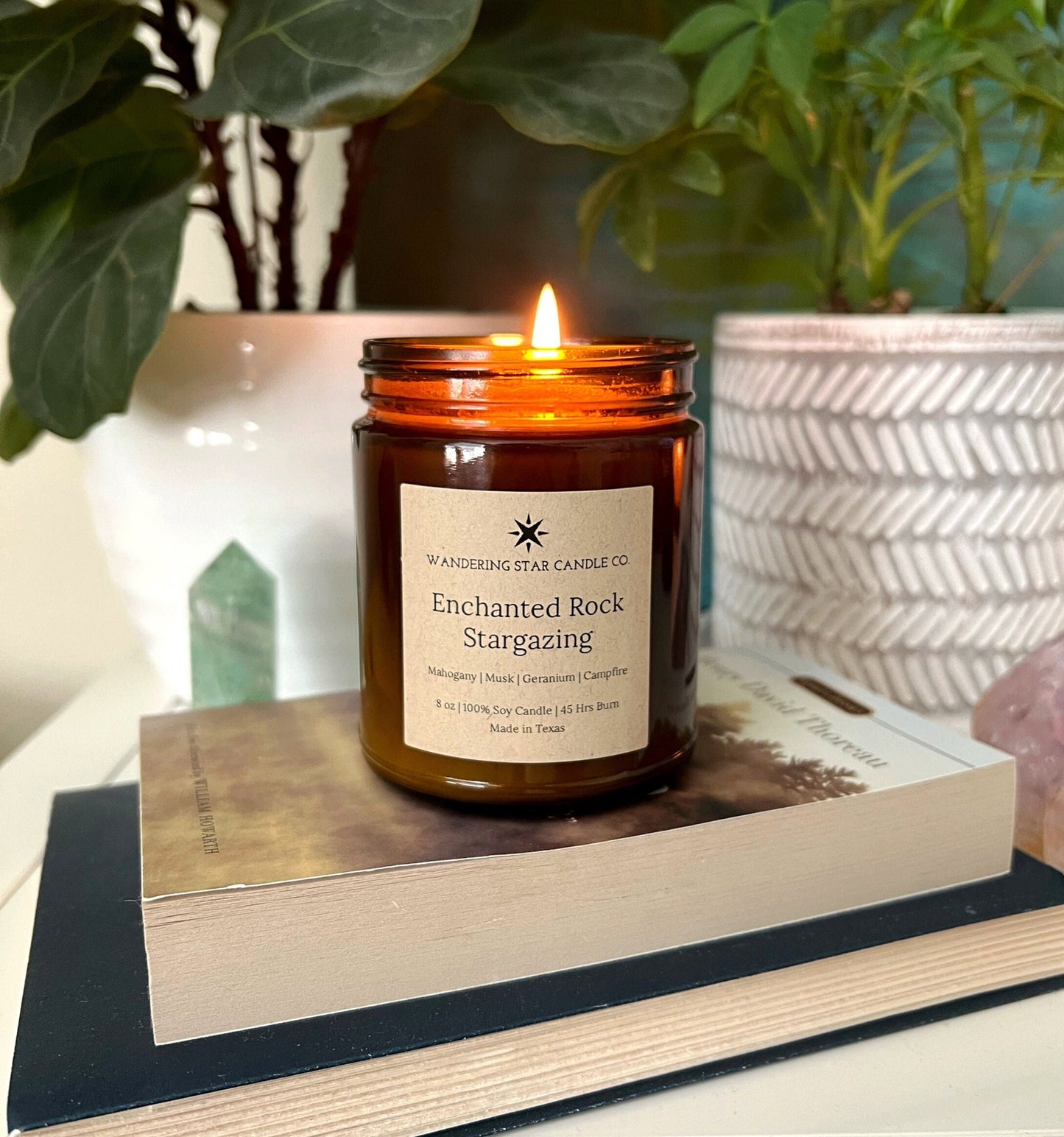 Enchanted Rock Stargazing | Mahogany Teakwood Campfire Musk Candle | Amber Jar Candle | Texas Gifts | Camping Hiking Gifts | Made in Texas
