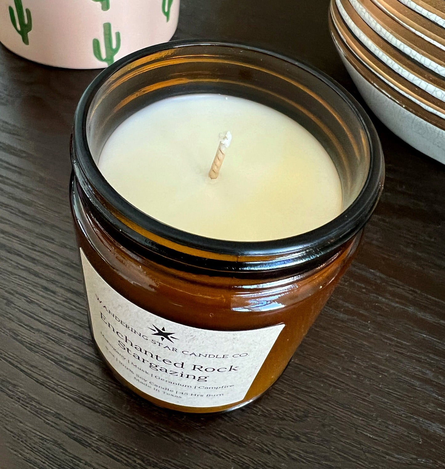 Enchanted Rock Stargazing | Mahogany Teakwood Campfire Musk Candle | Amber Jar Candle | Texas Gifts | Camping Hiking Gifts | Made in Texas