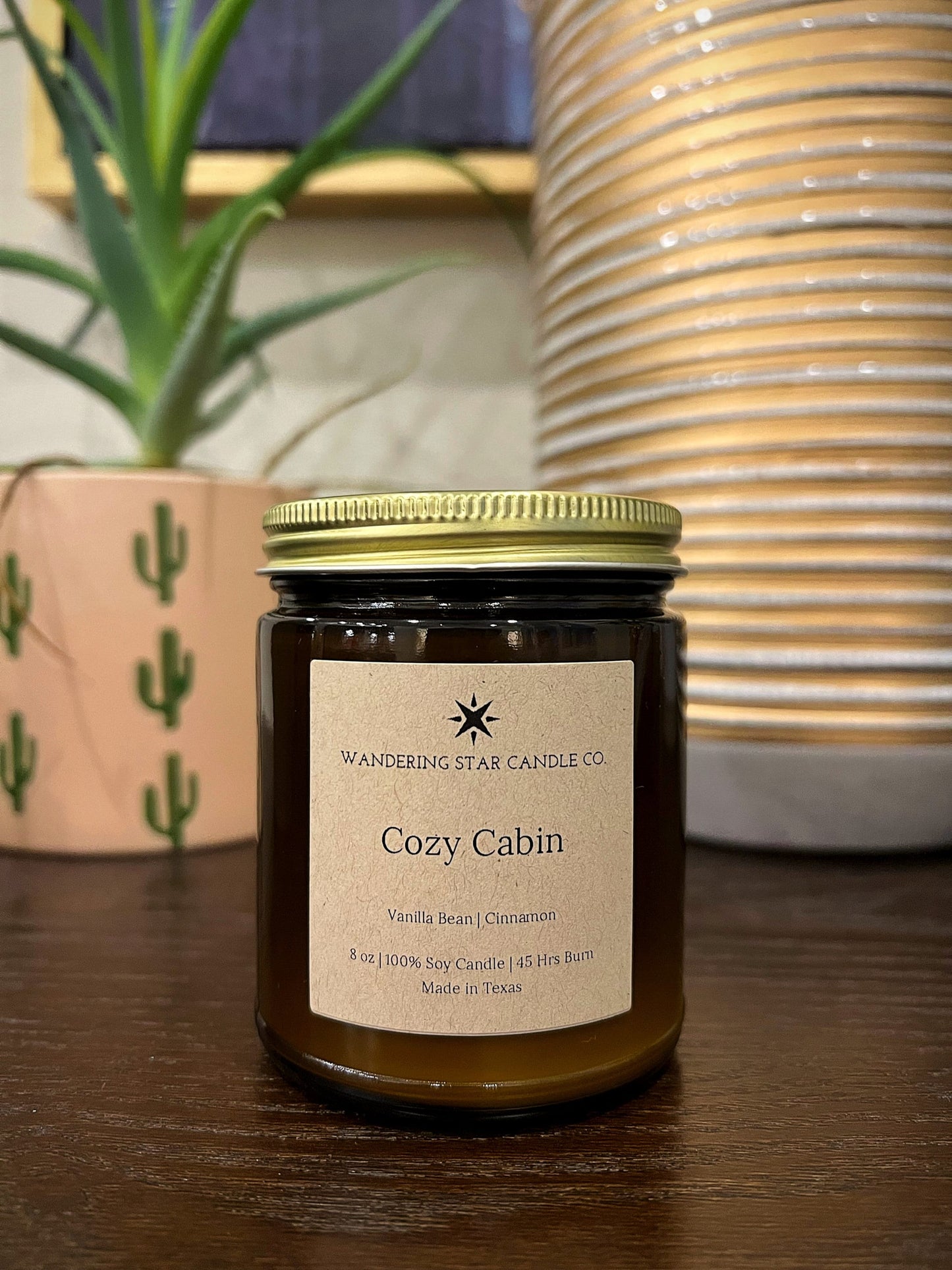 Cozy Cabin Candle | Vanilla Cinnamon Candle | Fall Winter Candle | Hygge Candle | Amber Jar Candle | Made In Texas | Rustic Cabin Decor
