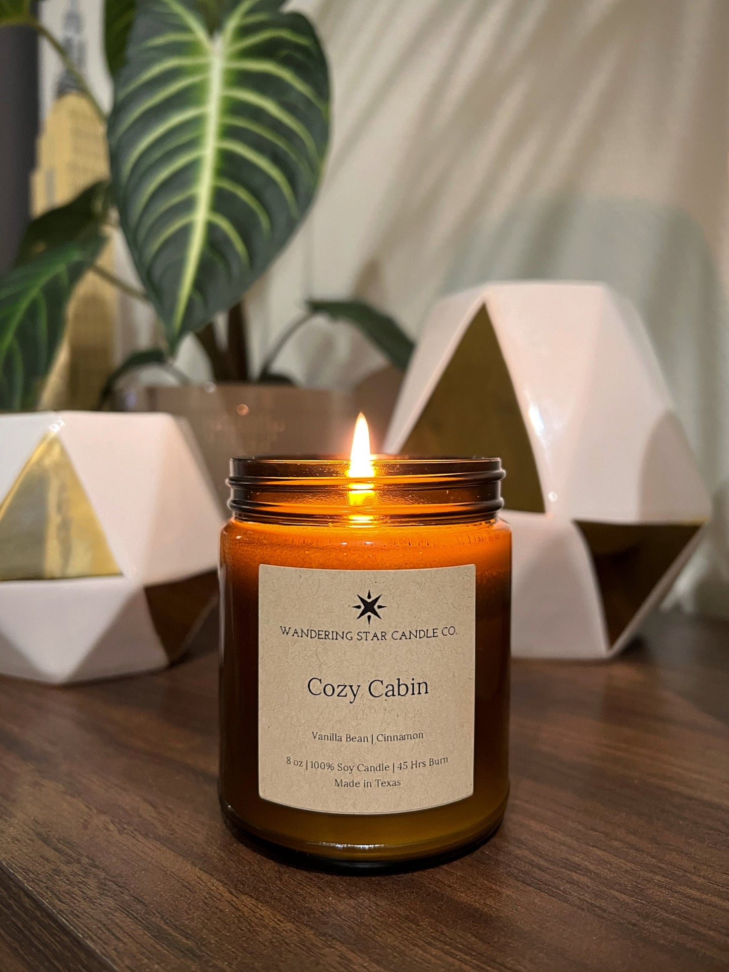 Cozy Cabin Candle | Vanilla Cinnamon Candle | Fall Winter Candle | Hygge Candle | Amber Jar Candle | Made In Texas | Rustic Cabin Decor