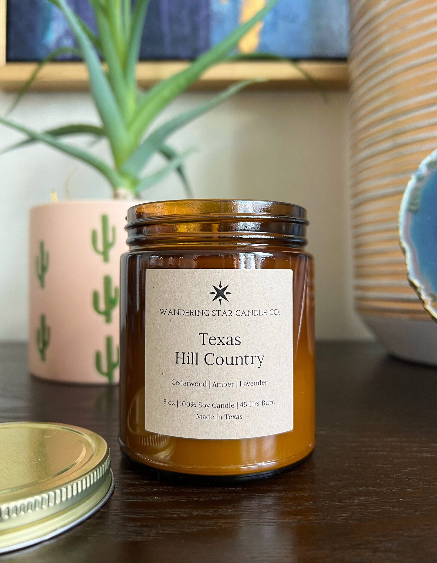 Texas Hill Country | Cedar Candle | Lavender Candle | Amber Jar Soy Candle | Texas Gifts | Made In Texas | Rustic Farmhouse Decor
