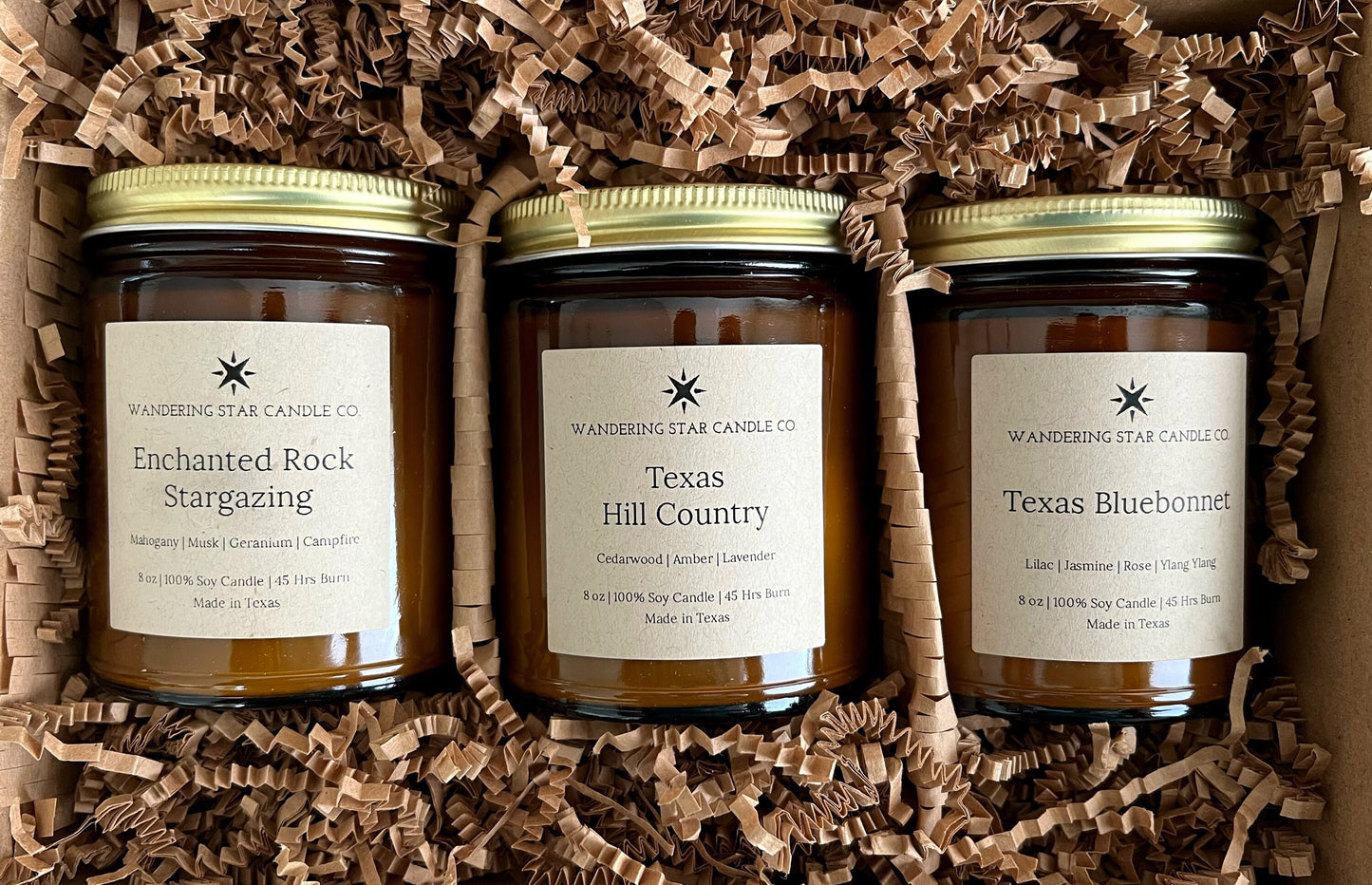 Texas Hill Country Collection | Texas Gifts | Texas Candles | Amber Jar Candles | Candle Gift Sets | Made in Texas | Gifts for Texans