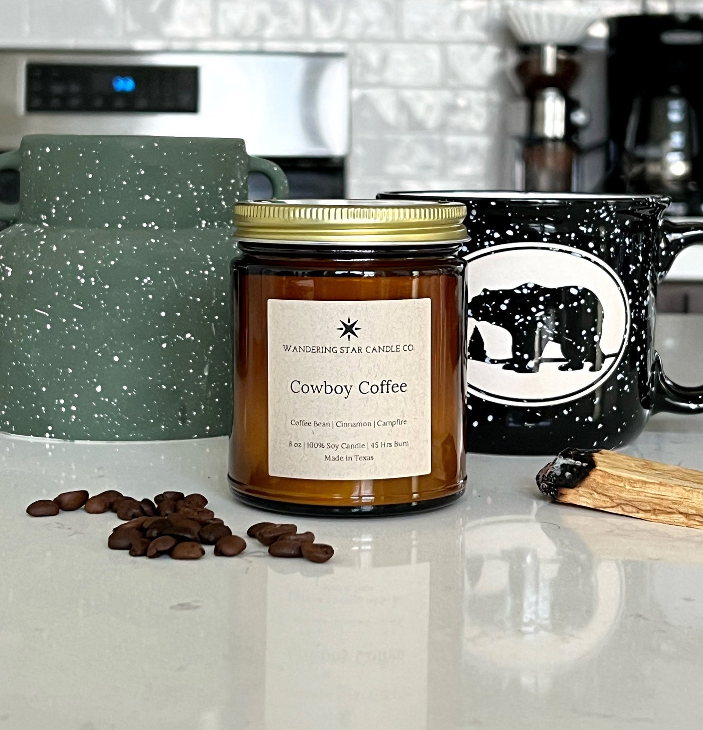 Cowboy Coffee Candle in an 8 oz Amber Jar