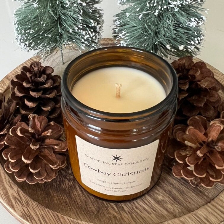 Cowboy Christmas | Campfire, Spice & Juniper Candle | Winter Holiday Gift Candle