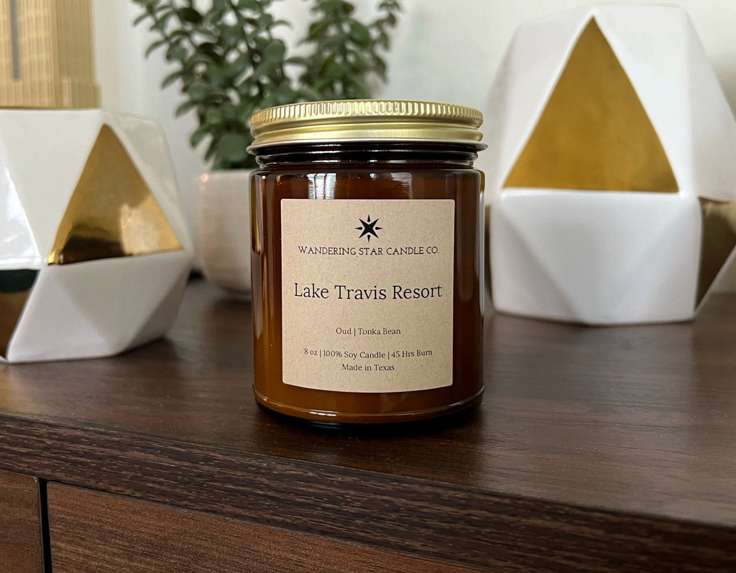 Lake Travis Resort | Spa Candle | Relaxation Candle | Self-Care Candle | Amber Jar Candle | Oud Candle | Musk Candle | Made in Texas