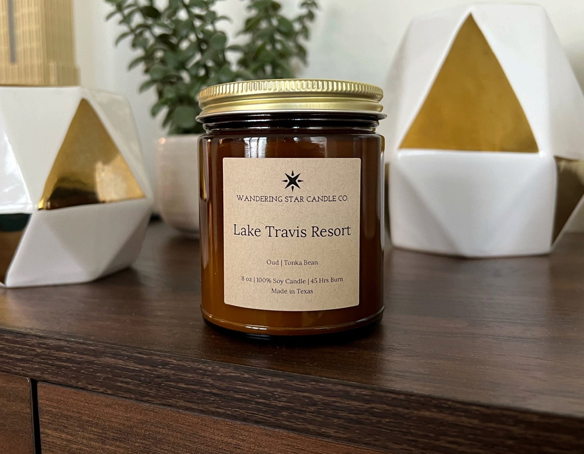 Lake Travis Resort | Spa Candle | Relaxation Candle | Self-Care Candle | Amber Jar Candle | Oud Candle | Musk Candle | Made in Texas
