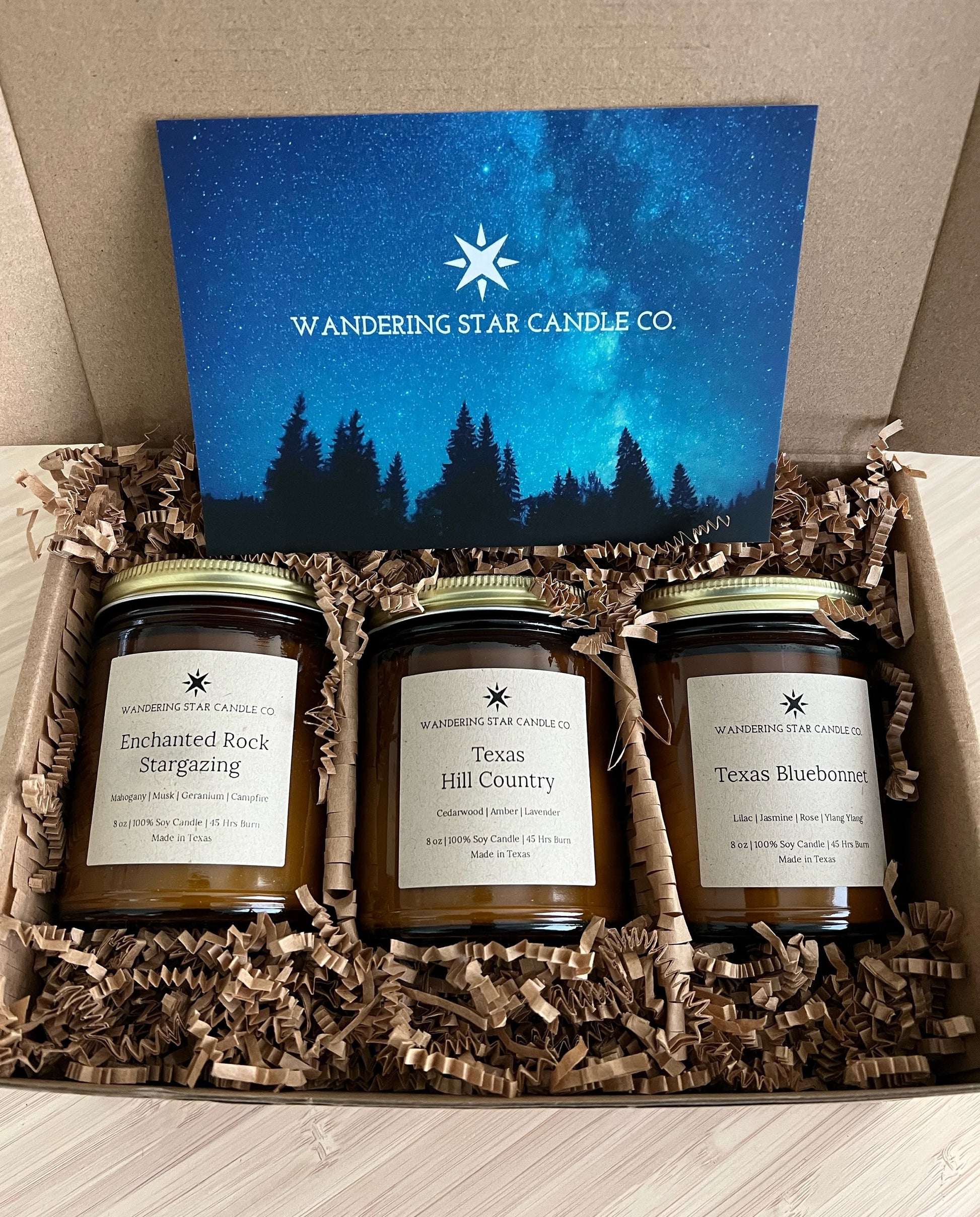 Texas Hill Country Collection | Texas Gifts | Texas Candles | Amber Jar Candles | Candle Gift Sets | Made in Texas | Gifts for Texans